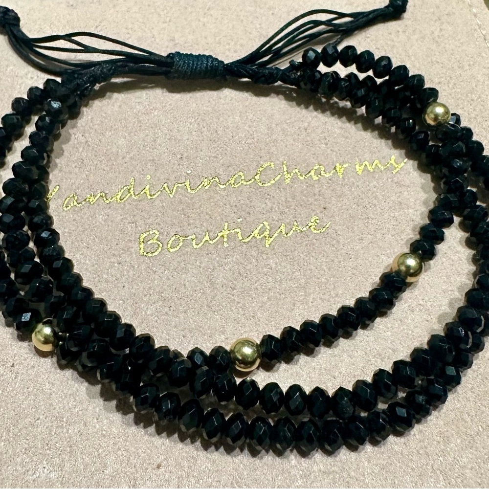 Elegant Black Beaded Bracelet